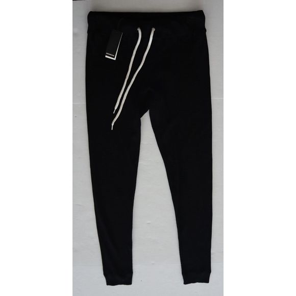 Monrow 119412 Women's Sz Large Black Waffle-Knit Jogger Sweatpants - Picture 1 of 11